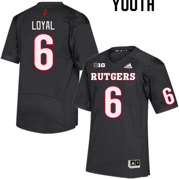 Youth #6 Shaquan Loyal Rutgers Scarlet Knights College Football Jerseys Stitched Sale-Black - Click Image to Close